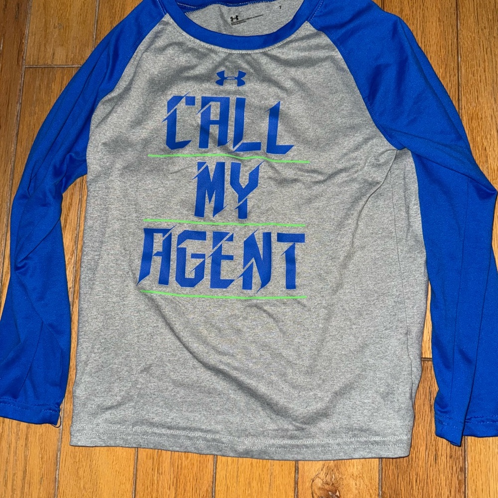 Under Armour Kids Blue and Gray Raglan Shirt